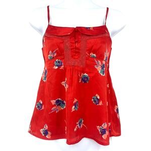 American Eagle Y2K Babydoll Cami Top Sz XS Coquette Satin Lace Cottage Festival